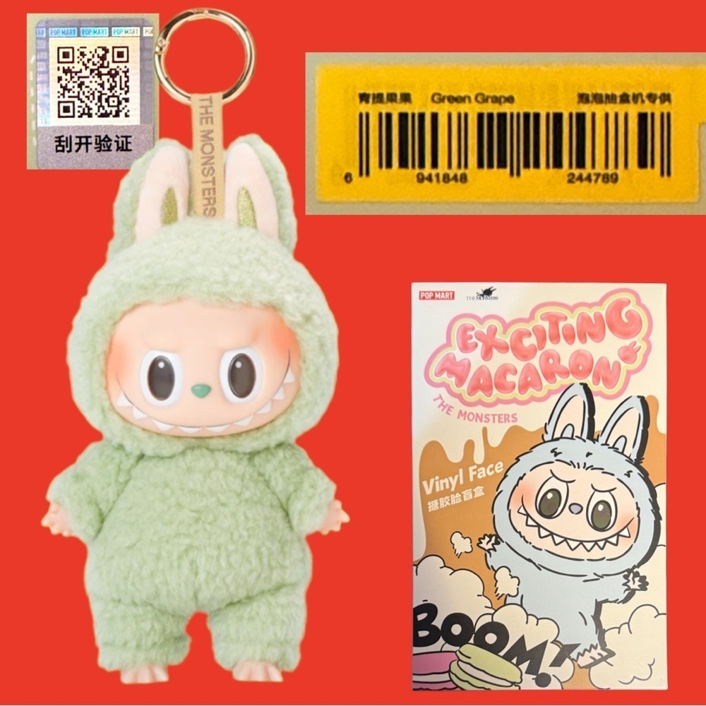 LABUBU The Monsters Green Grape Exciting Macaron Pendant NIB